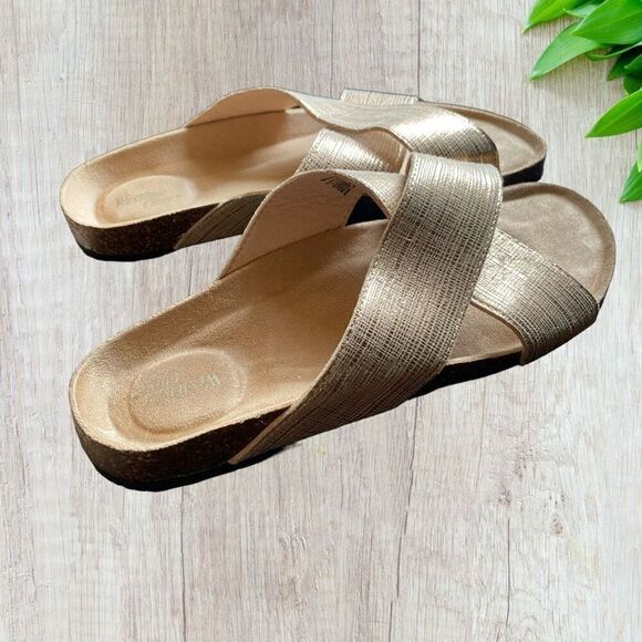 Western Chief Gold Metallic Cross Sandals size 11 - Picture 2 of 10